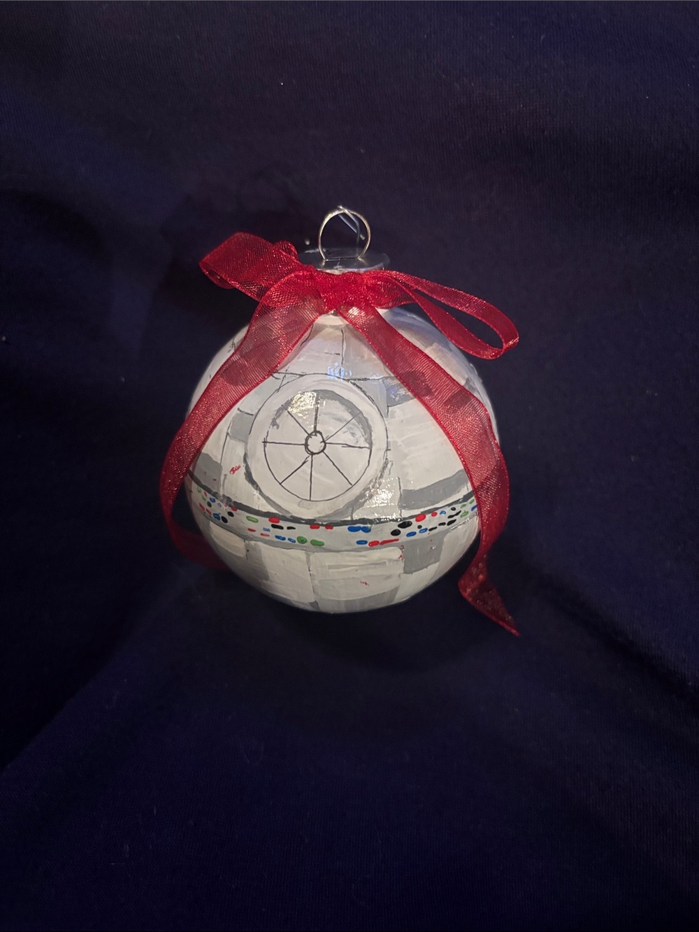 Hand painted Star Wars death start Christmas ornament